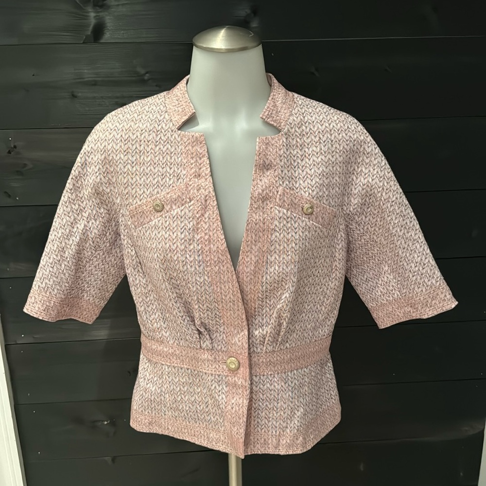 Etcetera Womens‎ Short Sleeve Blazer Pink Textured